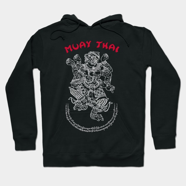 Muay Thai Hanuman Sak Yant Tattoo Kickboxing Thailand Hoodie by VintCam